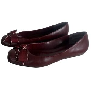 Hillard & Hanson Kiki Women’s US8 Maroon Slip On Flat Shoes‎